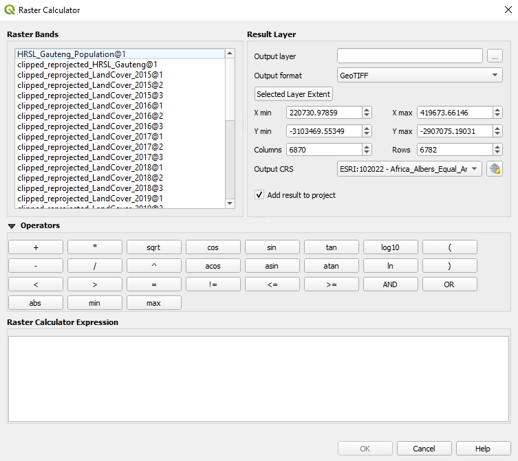 Raster calculator