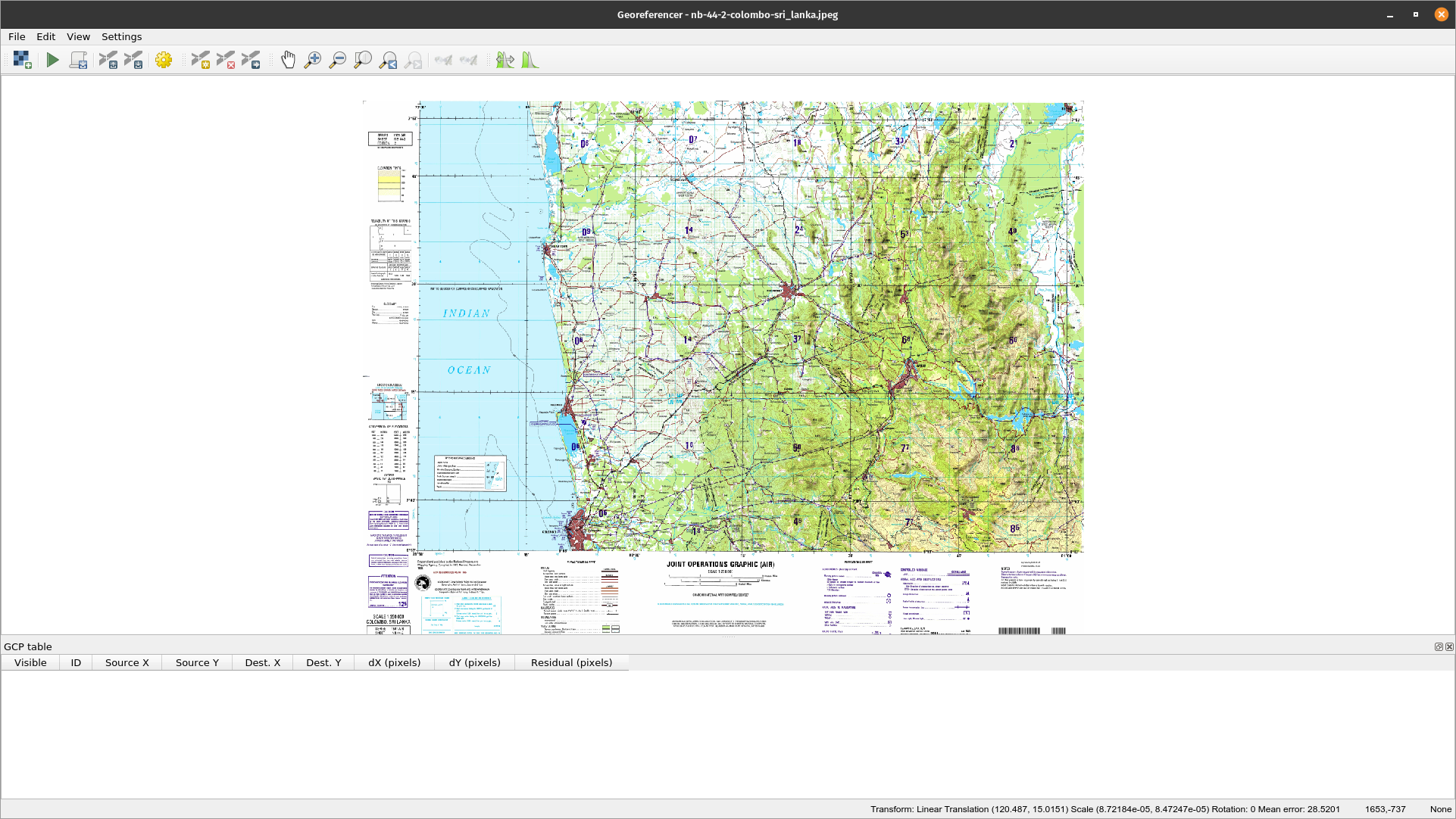 Map in Georeferencer canvas