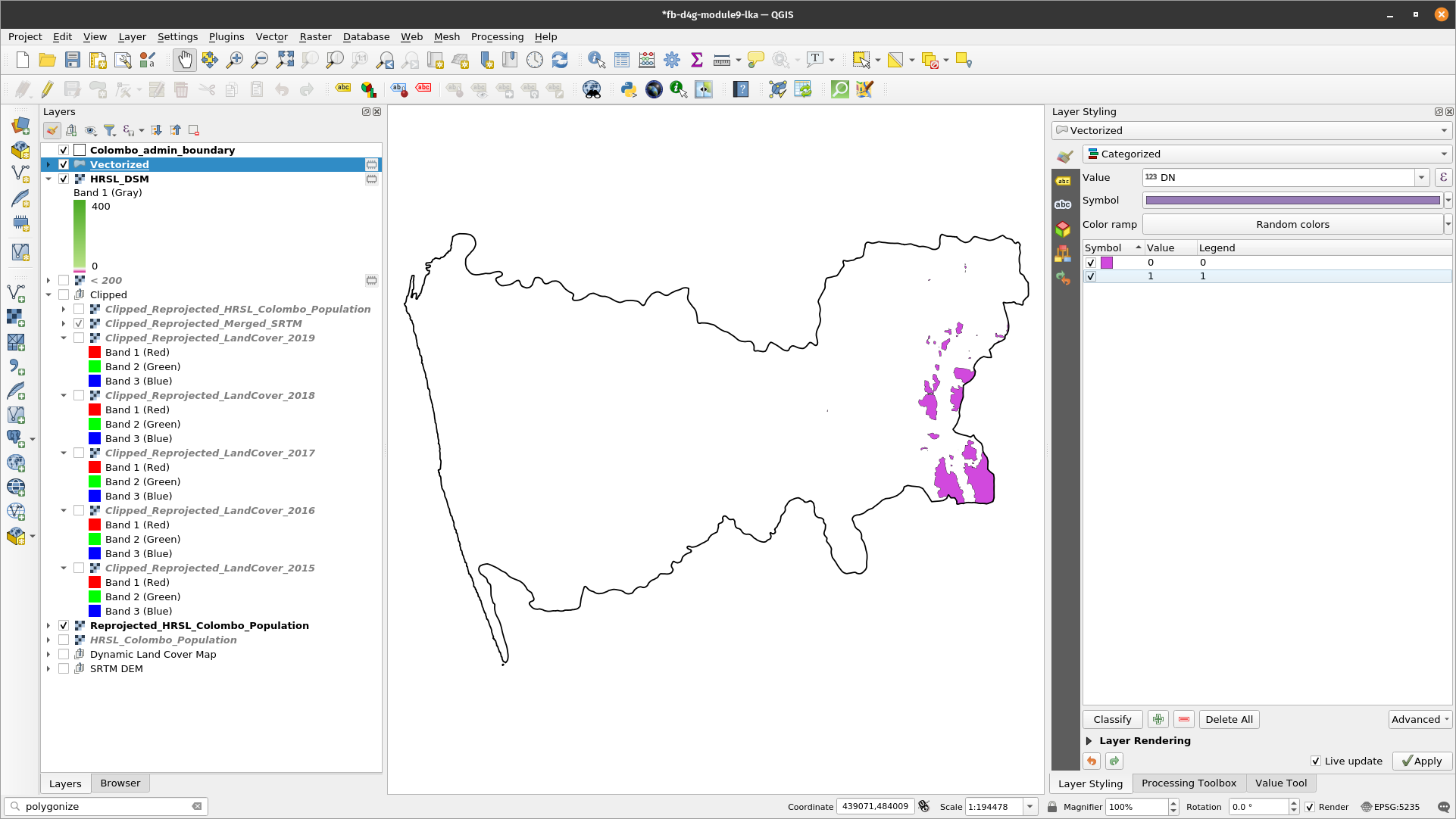 Result of converting a raster dataset to a vector dataset