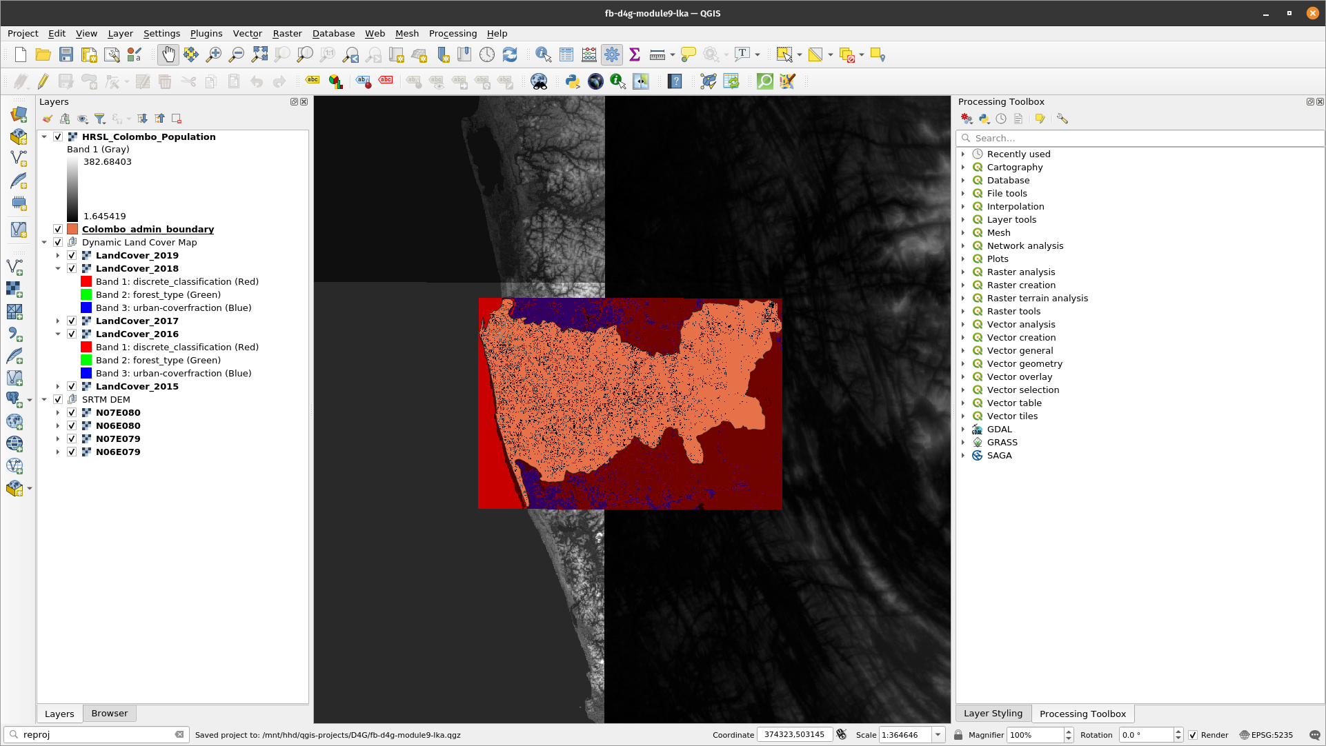 Loaded raster datasets