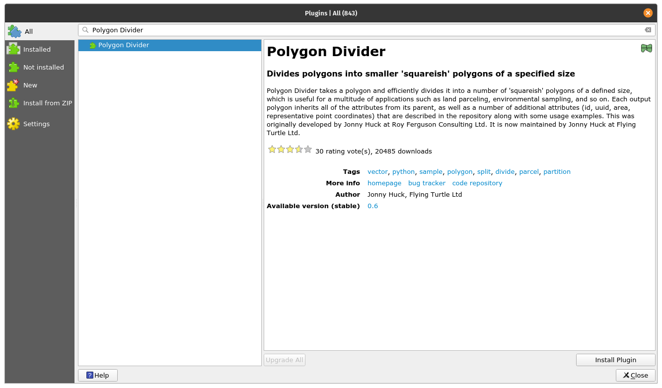 Polygon Divider plugin