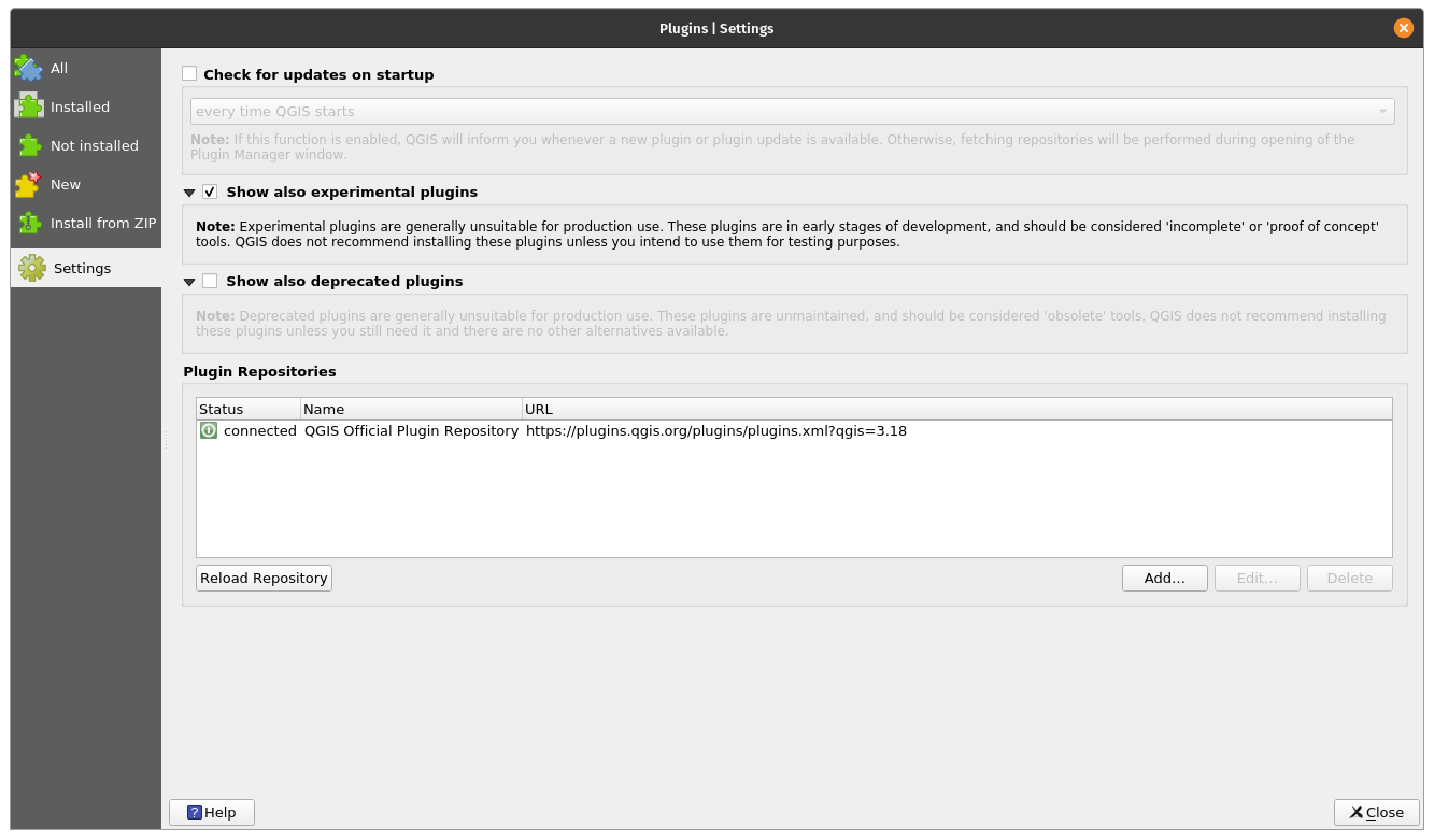 Tuỳ chọn hiển thị experimental plugins