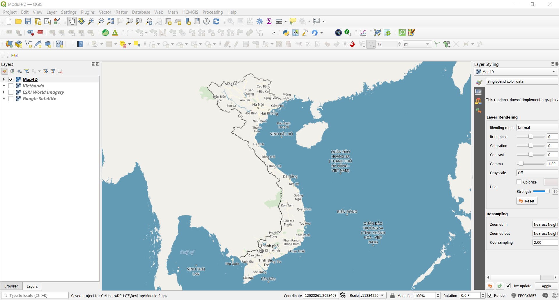 Map4D được tải trong QGIS