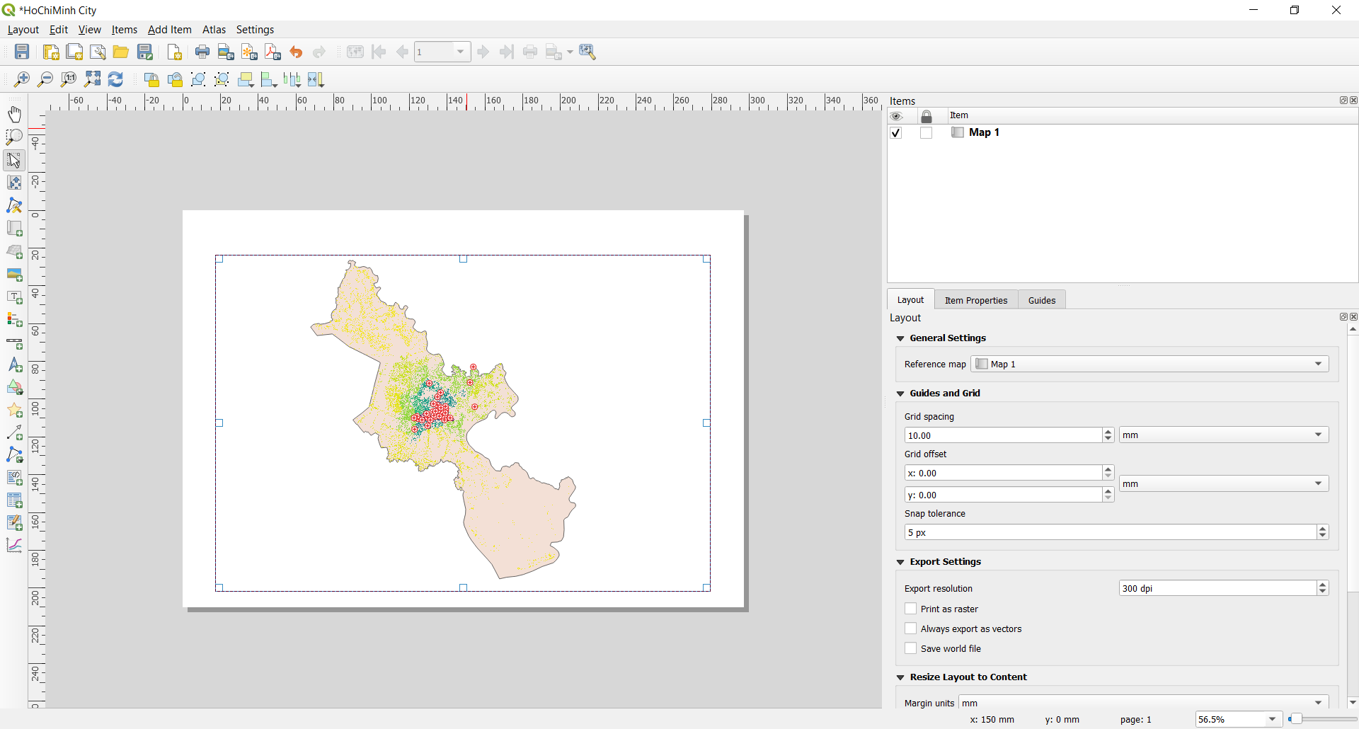 Thêm Map vào Print Layout