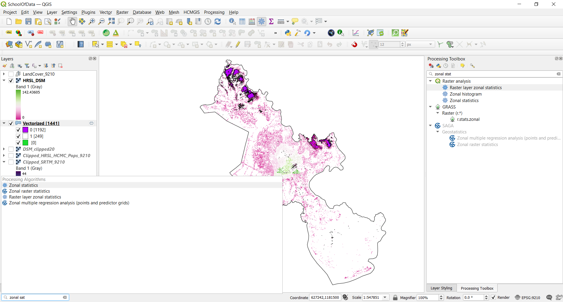 Tìm Zonal Statistics trong Processing Toolbox