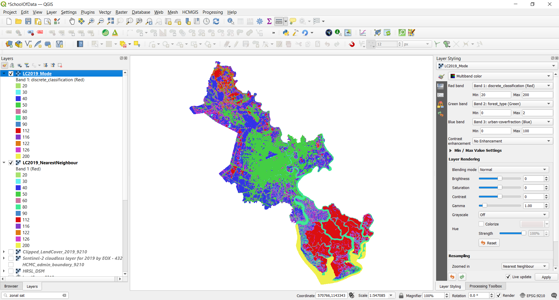 Resampling Land Cover sử dụng phương pháp Mode